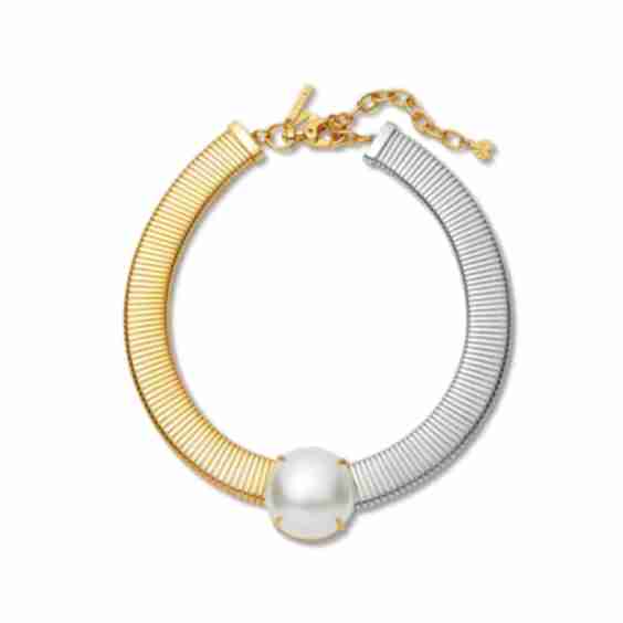Mixed Metallic Oversized Pearl Snake Chain Choker