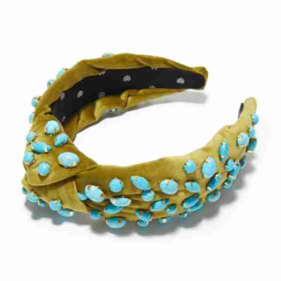 Olive Pebble Cabochon Knotted Headband
