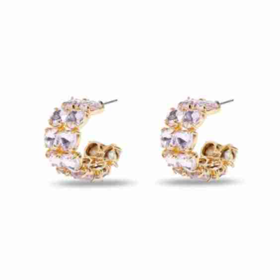 Alexandrite Heart Crystal Double Row Hoop Earrings