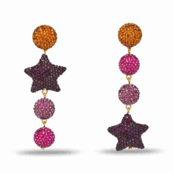 Disco Fever Pave Star Linear Earrings