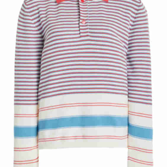 Striped Cotton Polo Top