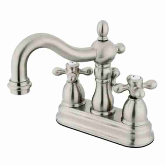 Heritage KB1608AX Double-Handle 3-Hole Deck Mount 4-Inch Centerset Bathroom Faucet with Pop-Up Drain