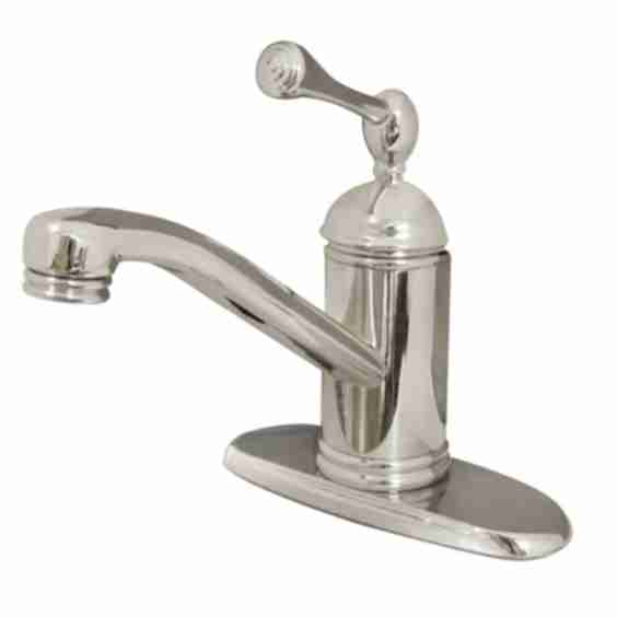 Ks 3408 Bl One Handle 1 Hole Bathroom Faucet With Deck Plate And Push Pop Up Drain Brushed Nickel