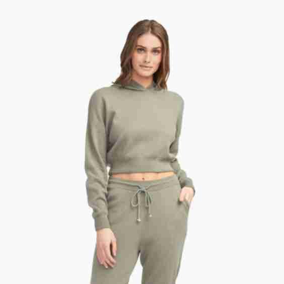 Caf Cotton Cashmere Cropped Hoodie