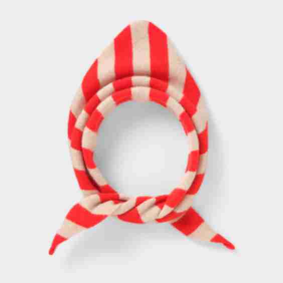 Wide Stripe Triangle Neckerchief Poppy & Oatmeal