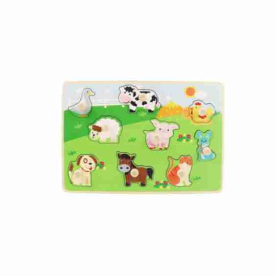Farm Animal Peg Puzzle Comes With 10-pieces, Features Cows, Chickens, Ducks, Horses, & More
