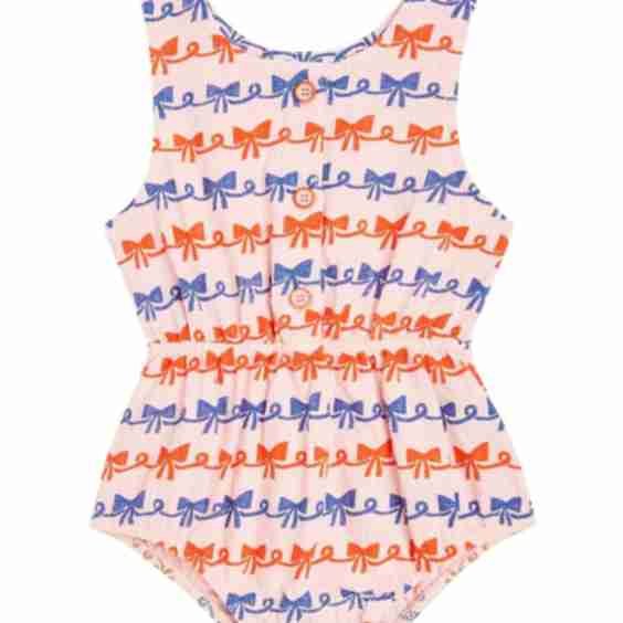 Baby Ribbon Bow cotton playsuit