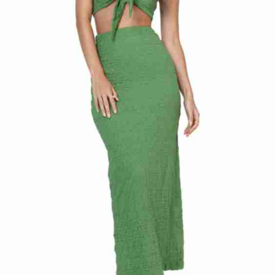 Matilda Crinkle Tie Bandeau & Maxi Skirt Set 
