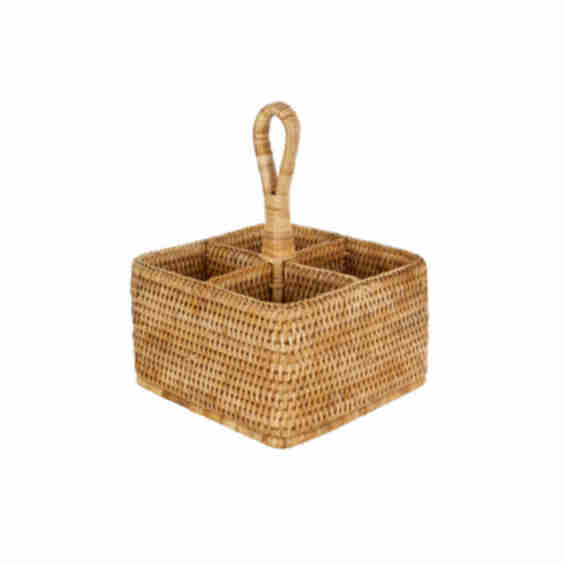 Rattan Cutlery and Condiment Carrier