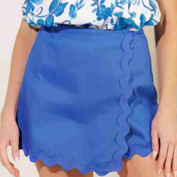Woven Skort With Scalloped Ric Rac