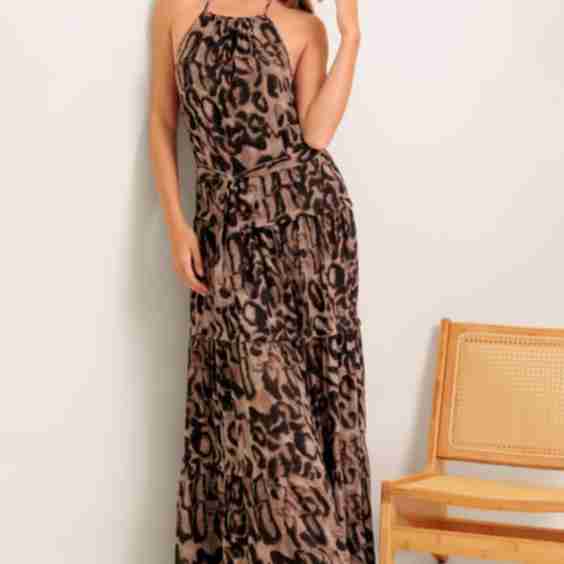 Weekend Club Leopard Woven Maxi Dress