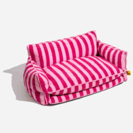 Striped Faux Lambswool Orthopedi Dog Sofa Bed