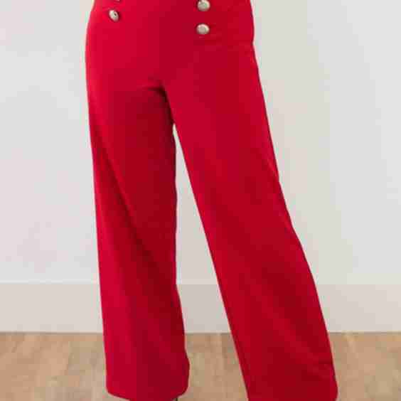 Tonia Wide Leg Scuba Crepe Sailor Pants