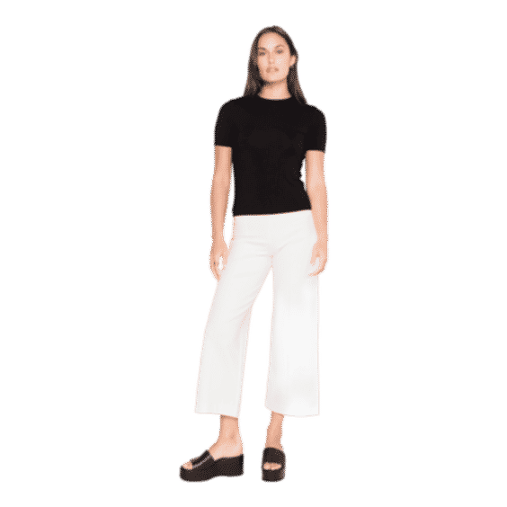 Off-White Ponte Knit Straight Leg Pant: Cropped