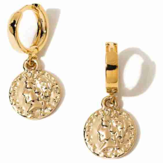Stella Coin Drop Huggie Hoop Earrings