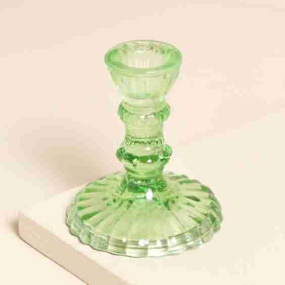 Leela Spring Green Glass Candlestick Holder