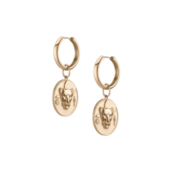 Aurate X Kerry: Lioness Pendant Hoop Earrings