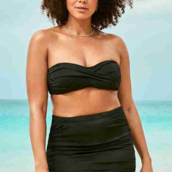 Valentine Ruched Bandeau Bikini Set With Skirt