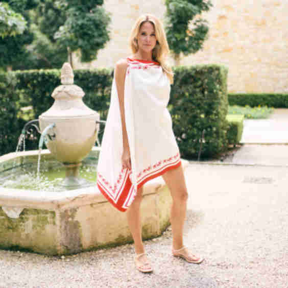 Mason's Daugther Lily Scarf Dress, Red & White Floral Silk Twill