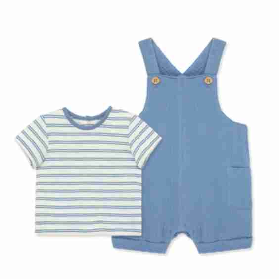 Solid Gauze Shortall Set