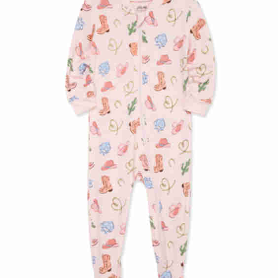 Cowgirl Zip Front Footie Pajama (12M-24M)