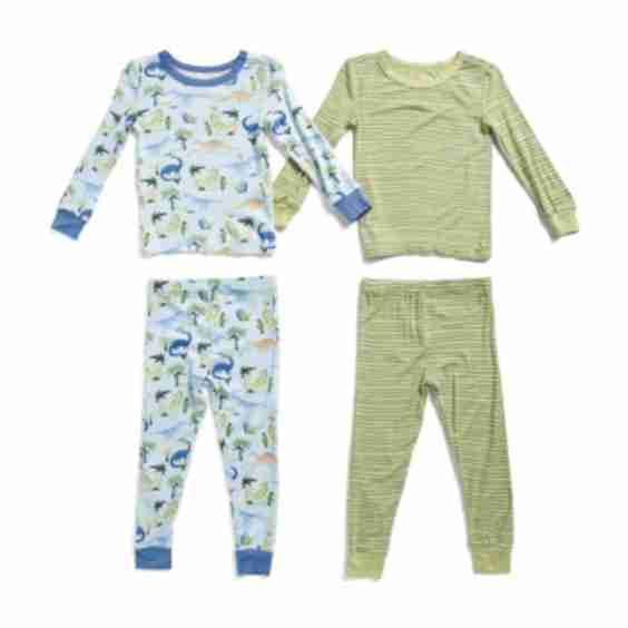 Toddler Boys 4pc Super Soft Dino Pajama Tops And Pants Set