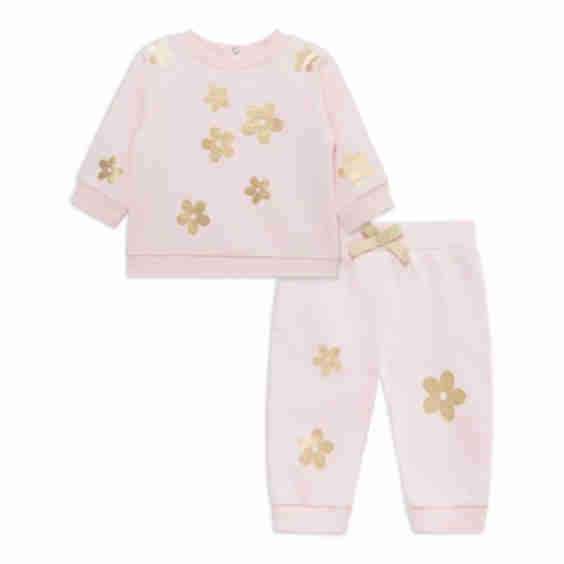 Girls Floral Shine Active Sweatshirt Pants Set 