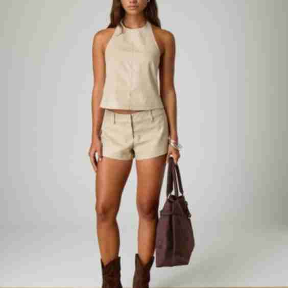 Backless Faux Suede Halter Top