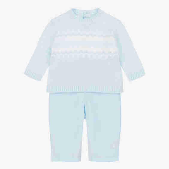 Baby Boys Cotton Fair Isle Sweater Trouser Set