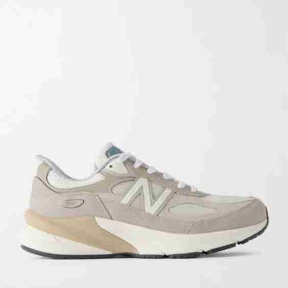  990v6 Leather Trimmed Mesh Sneakers