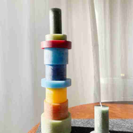 SKYSCRAPER CANDL STACK(Yellow, Brown & Blue)