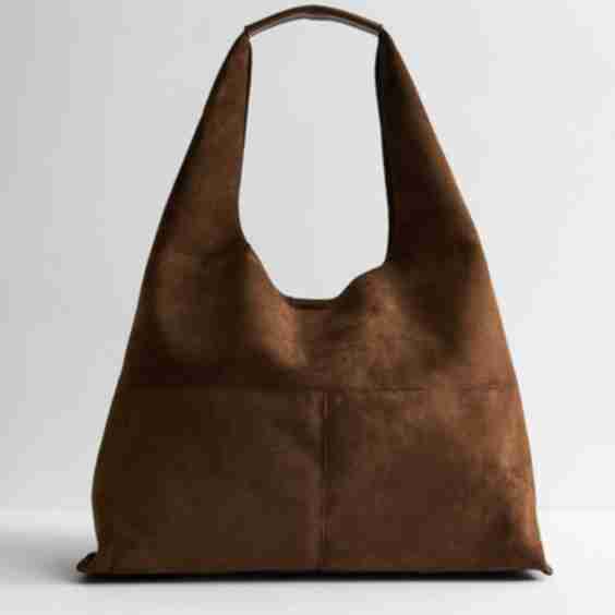 Tan Faux Suede Panelled Shoulder Bag