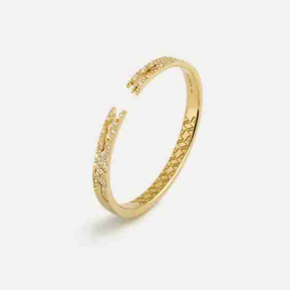 Broken Wide Cuff Bracelet with Pavé Diamonds
