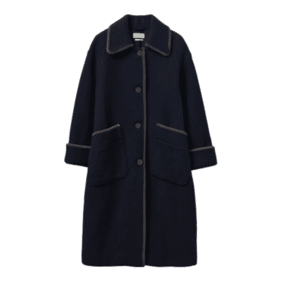 Blanket Stitch Indigo Coat