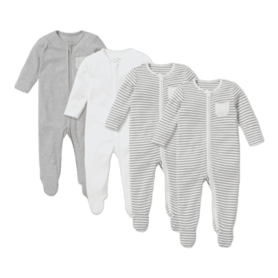 Zip Up Sleepsuit 4 Pack
