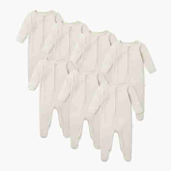Ribbed Clever Zip Footed Baby Pajamas 7 pack