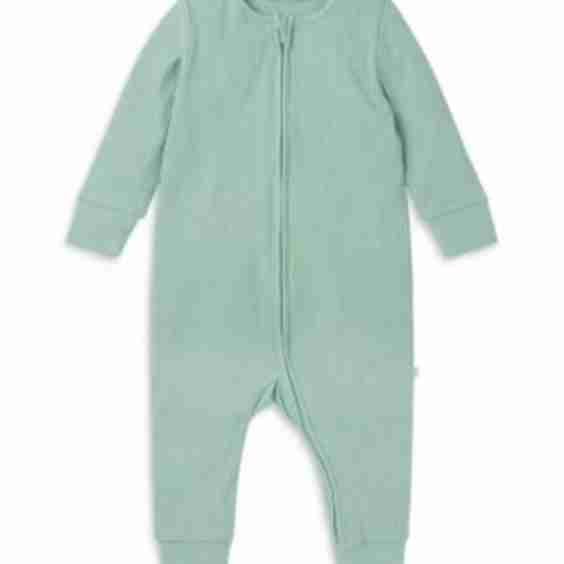 Unisex Stretch Ribbed Two Way Full Zip Coverall Pajamas Baby