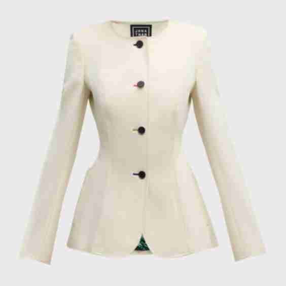 Colorful Topstitched Single-Breasted Fitted Jacket
