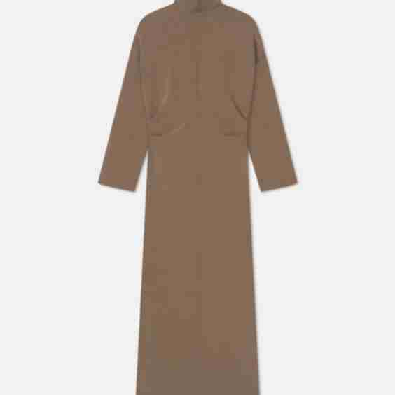 Jamson Draped Paper Jersey Turtleneck Dress