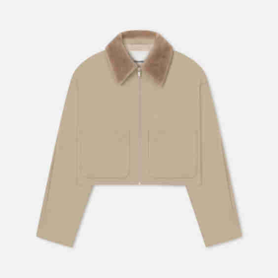 Phebe Cropped Tech Twill and Faux Fur Jacket
