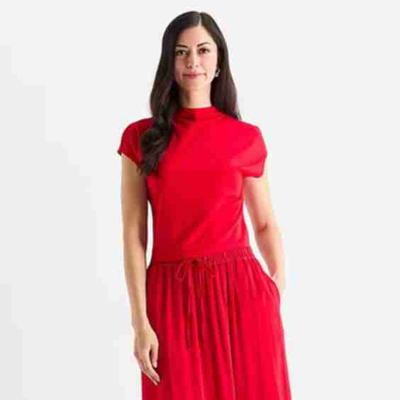 Short Sleeve Mock Neck Top
