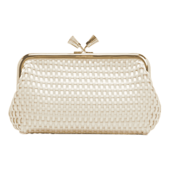 Maud Tassel Woven Satin Clutch Bag