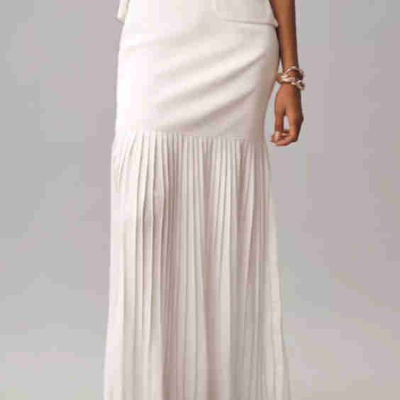 Twofer Pleated Maxi Skirt