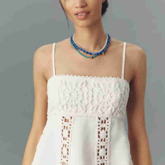Linen Blend Crochet Tank