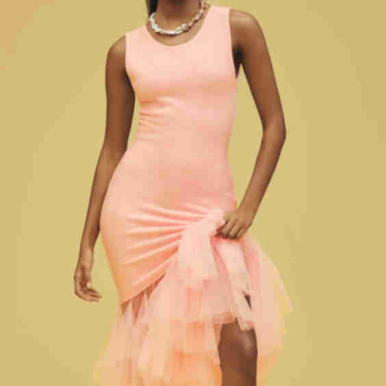 Knit Tulle Sleeveless Maxi Dress