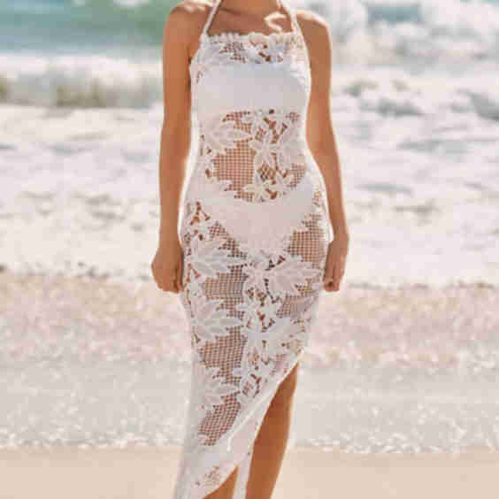 Sheer Cutout Lace Maxi Dress