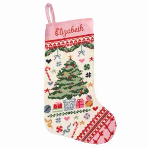 Christmas Tree Stocking with Embroidered Name