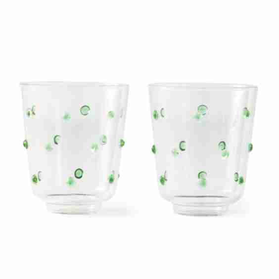 Set of Two Nob Glass Tumblers