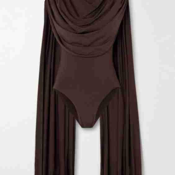 Burano cape-effect draped stretch-jersey bodysuit