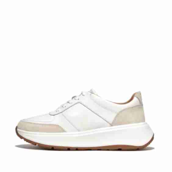 F-MODE Leather/Suede Flatform Sneakers